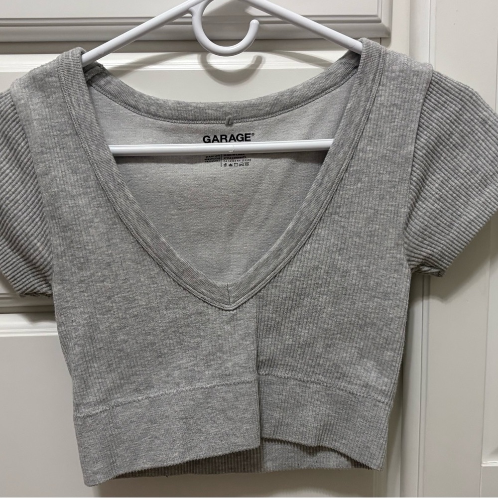 Garage Heather Gray V-Neck Crop Top